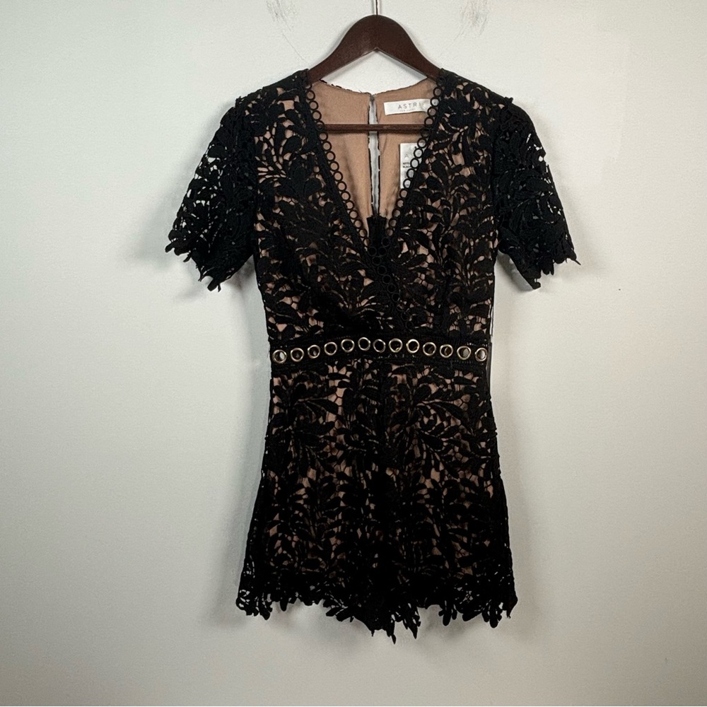 Astr Black Lace Romper with Grommet Detail - Picture 7 of 12